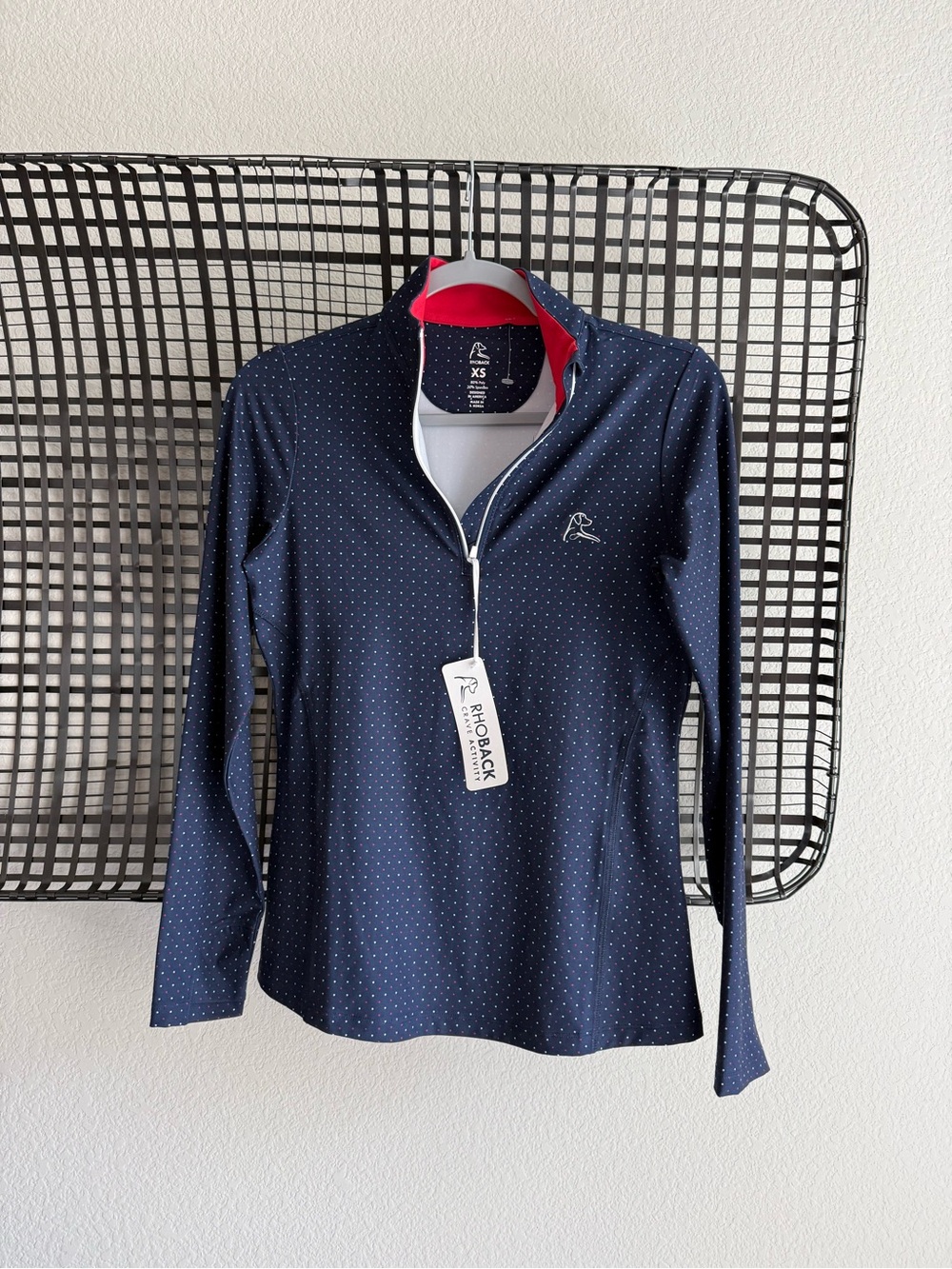 Rhoback polka dot quarter zip pullover